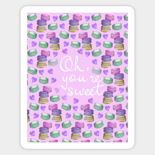 Oh Youre Sweet Macaron Dreams Watercolour Purple White Sticker by ArtInPi